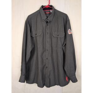 Bulwark FR grey button up shirt size XXL Long Sleeve Workwear Fire Resistant